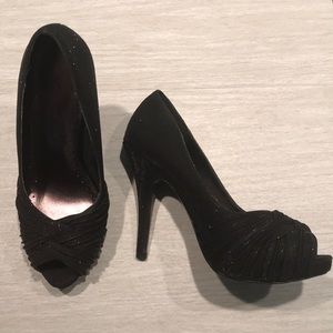 Black sparkle heels